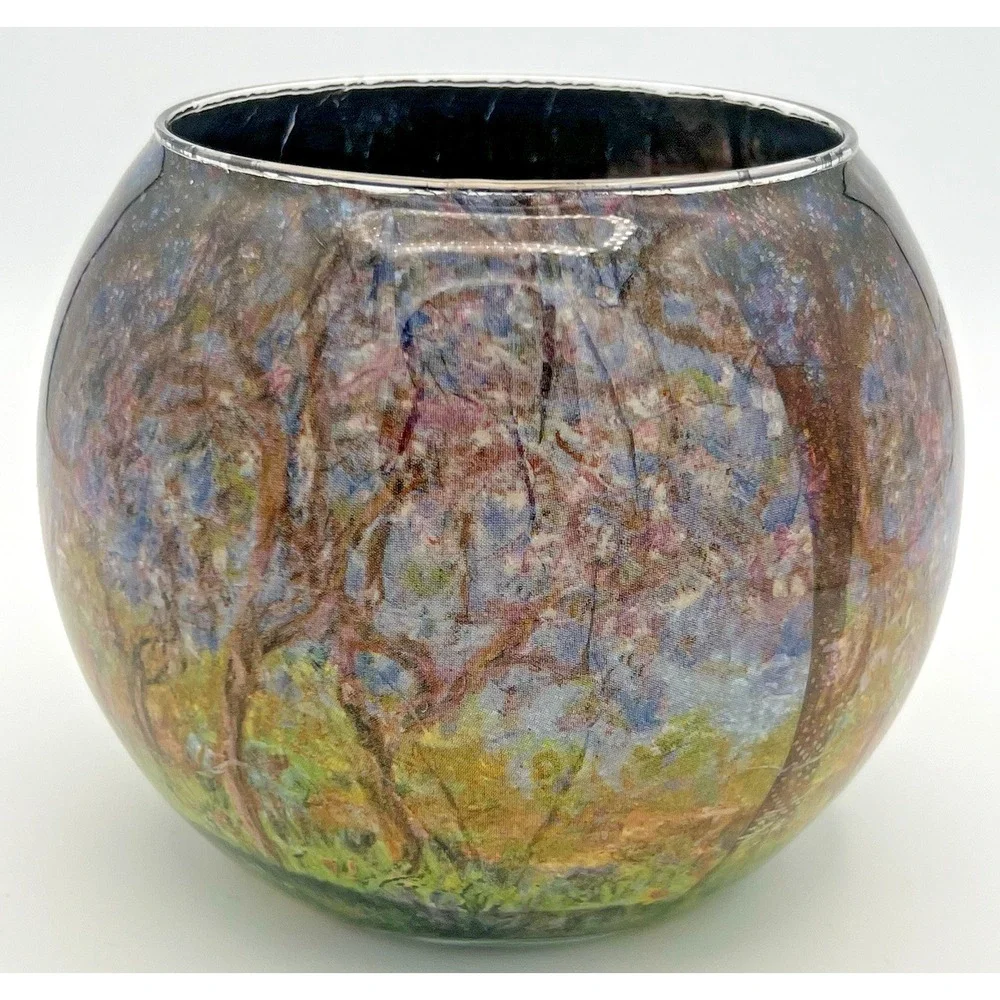 Romance Lights Round Glass Tea Light Candle Holder Multi Color Forest Theme